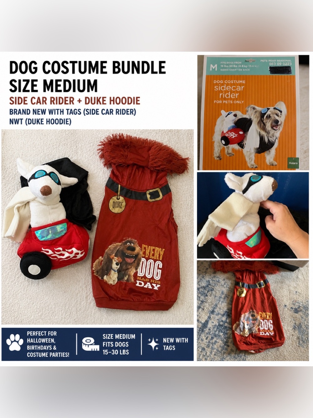 Set of 2 Size Medium Dog Costume and Hoodie